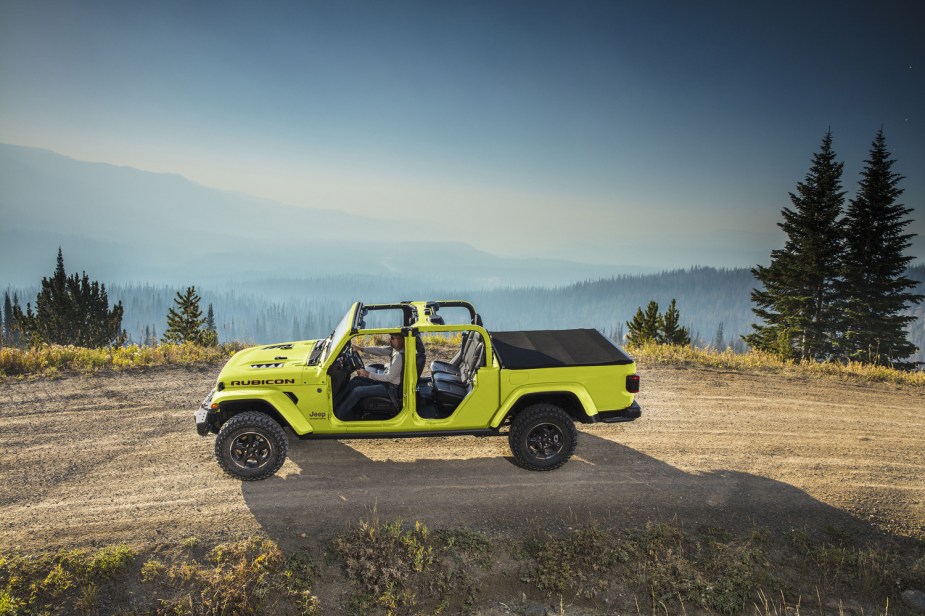 Side view of the 2023 Jeep Gladiator High Velocity Yellow