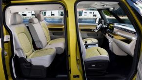 2023 Volkswagen ID. Buzz European model interior cabin seating materials and dashboard layout