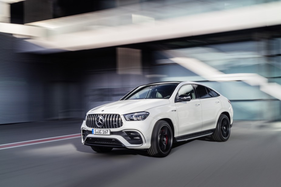 A white Mercedes GLE SUV