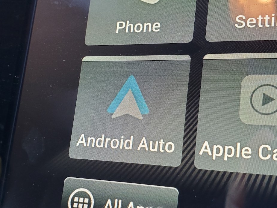 Android Auto displayed on an infotainment screen. 