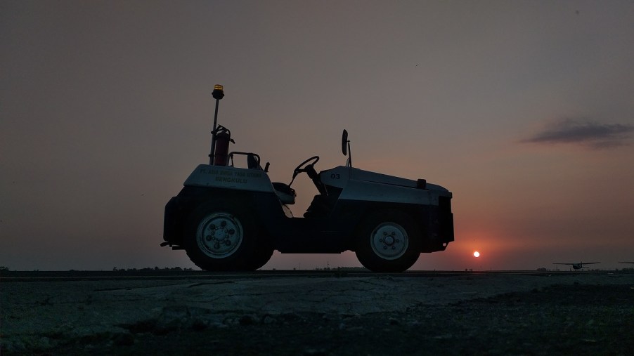 an airport baggage tractor