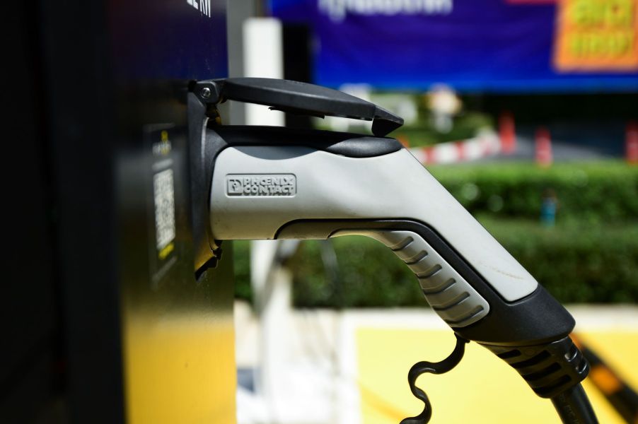 An EV charging station at a shopping mall in Bangkok, Thailand