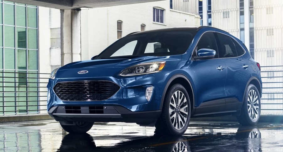 A blue 2022 Ford Escape small SUV is parked.