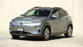 A grey Hyundai Kona Electric.