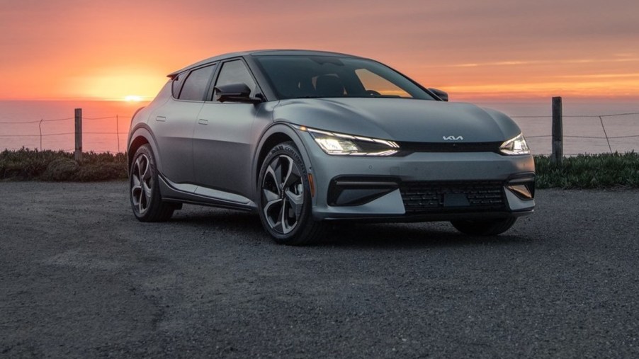 Kia EV6 Electric SUV Posed with a Sunset Background