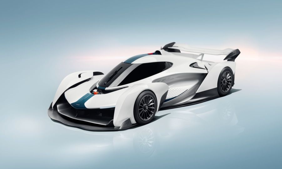 A promotional photo shot of the McLaren Solus GT supercar/hypercar model