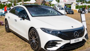 A white 2022 Mercedes-Benz EQS parked outdoors.