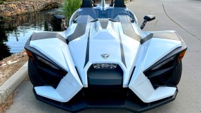 The aggressive front end on the Polaris Slingshot SL.