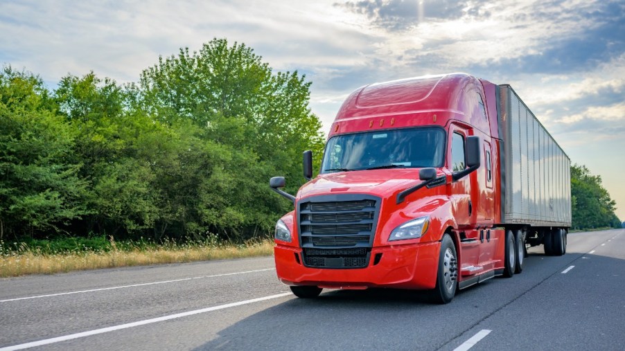 Semi-Truck Driving Down the Road