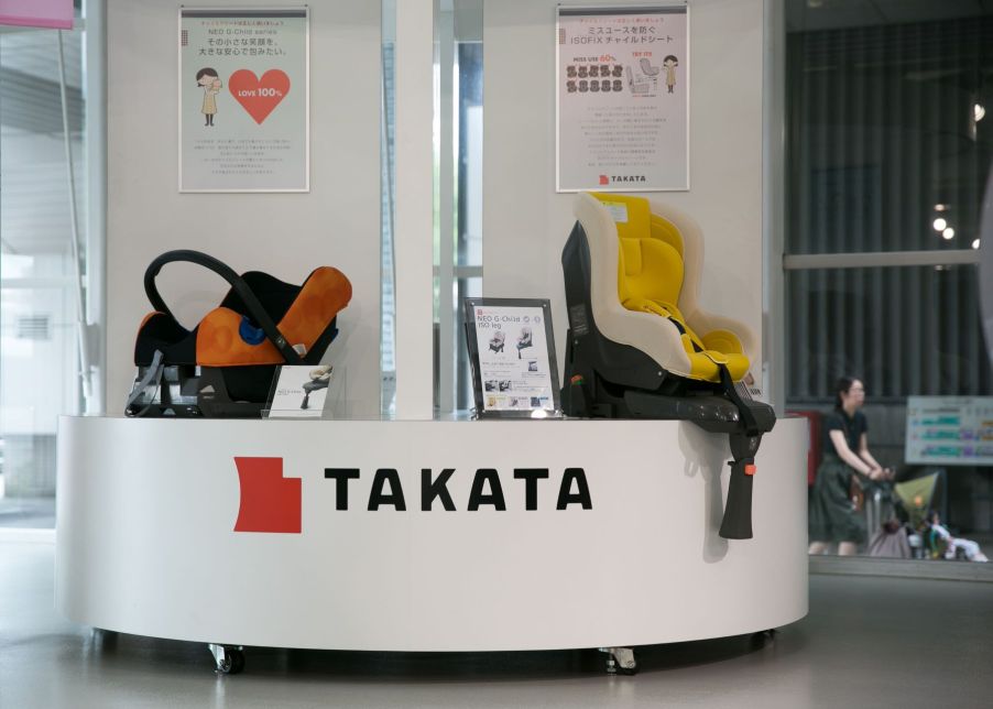 Takata child car safety seats on display in a showroom in Tokyo, Japan