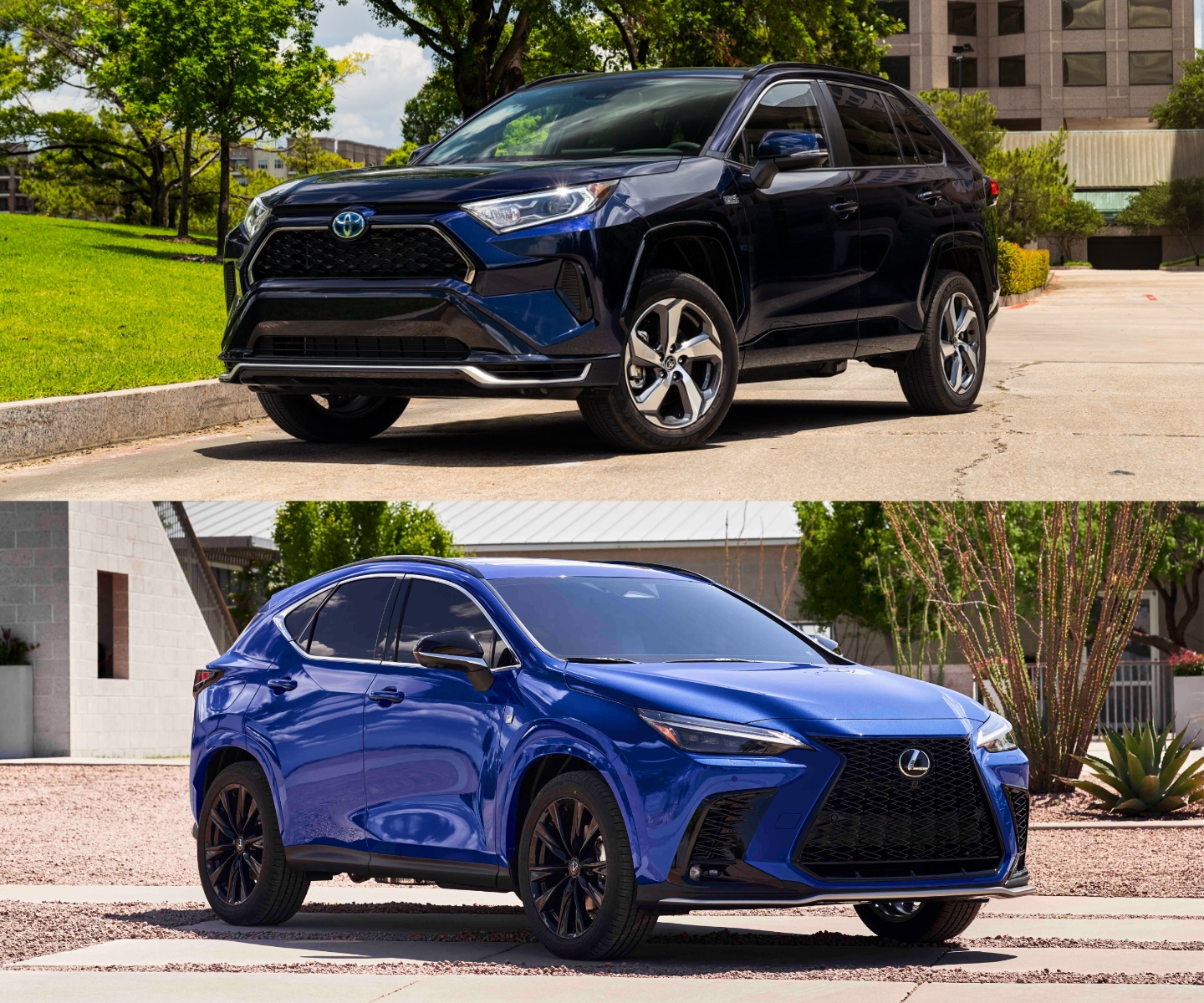 The Toyota RAV4 Prime vs. the Lexus NX 450h+ SUV photographed here