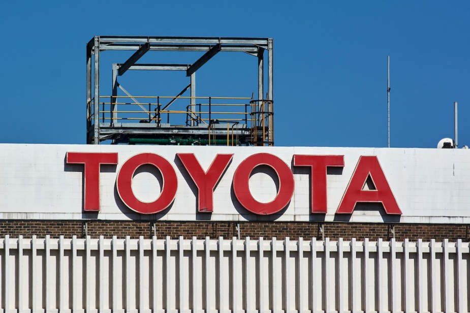 Toyota Motor Corporation building with "Toyota" in red letters