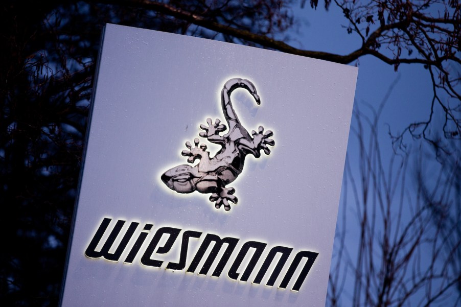 A sign is lit up outside of the plant of carmaker Wiesmann in Duelmen, Germany, 09 January 2014. The liquidator committee of the bankrupt sports car make will meet on 10 January 2014. Photo: ROLF VENNENBERND | usage worldwide (Photo by Rolf Vennenbernd/picture alliance via Getty Images)