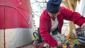 Attaching a horse trailer to a ball hitch of a pickup truck