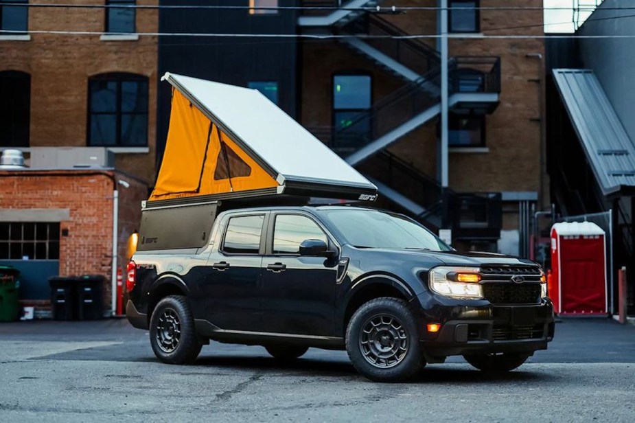 The Maverick Camper top from GFC installed on a Ford Maverick, making it ready for adventure.