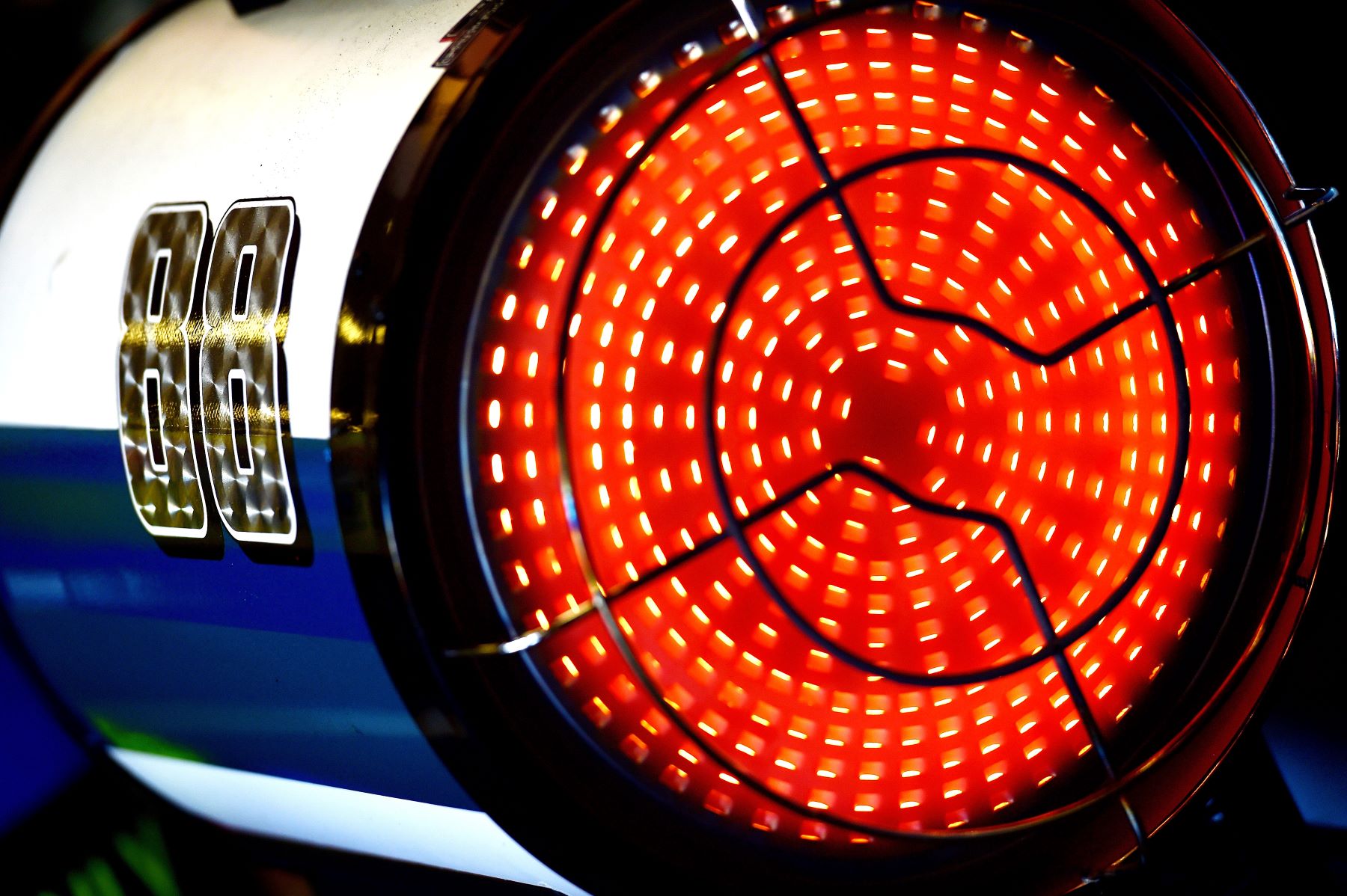 A portable space heater in the garage of Dale Earnhardt Jr. in Daytona Beach, Florida