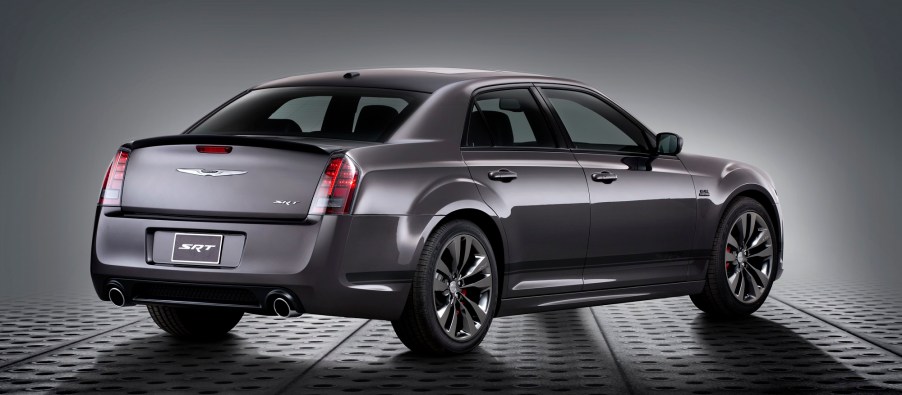 The 2014 Chrysler 300 SRT sits on display as the marque's V8 300 range topper.