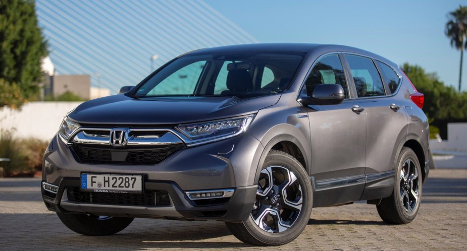 A gray 2019 Honda CR-V is parked. 