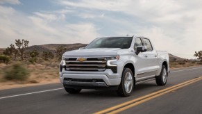 2022 Chevy Silverado in white on a road