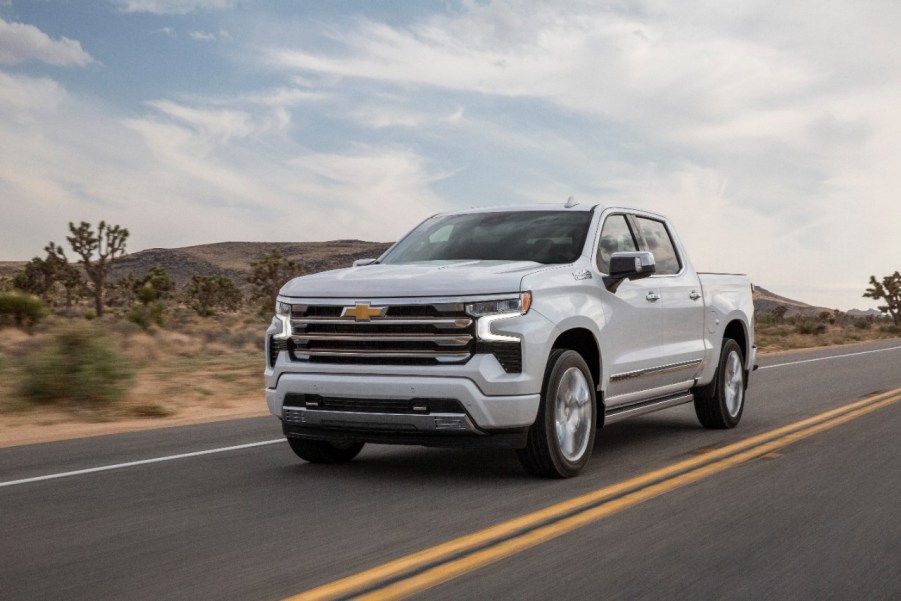 2022 Chevy Silverado in white on a road