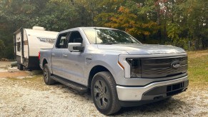 2022 Ford F-150 Lightning towing a camper