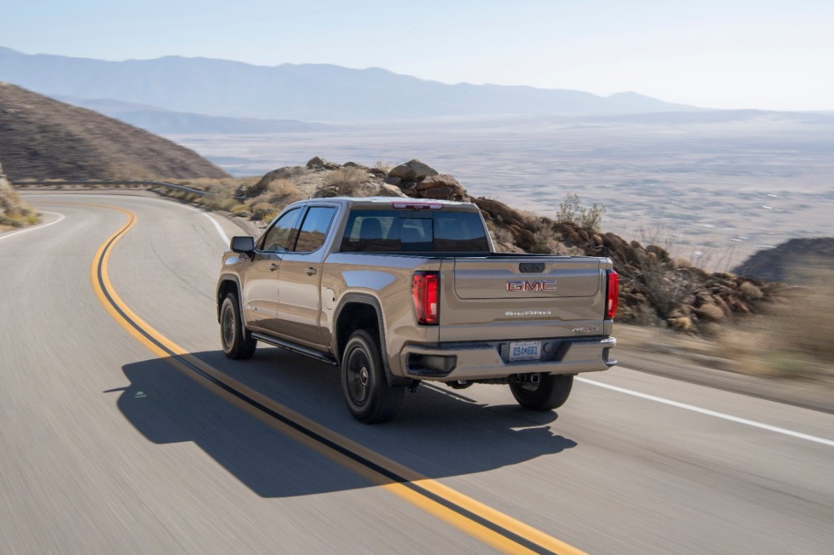 The back of the 2022 GMC Sierra truck.