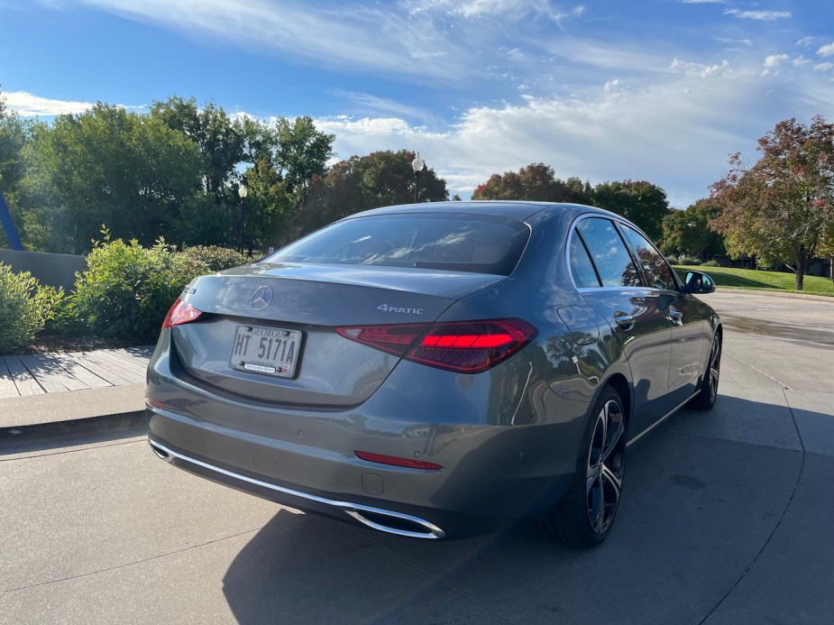 A rear view of the 2022 Mercedes C-Class