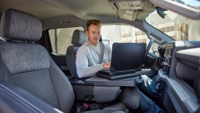 2023 Ford Super Duty interior has a built-in desk