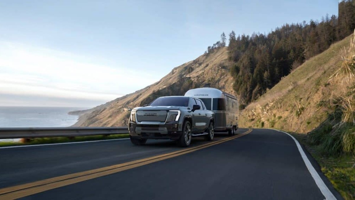 2024 GMC Sierra 1500 EV Denali Towing a Trailer