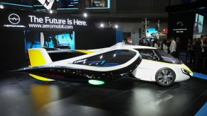 An Aeromobil flying car on display.