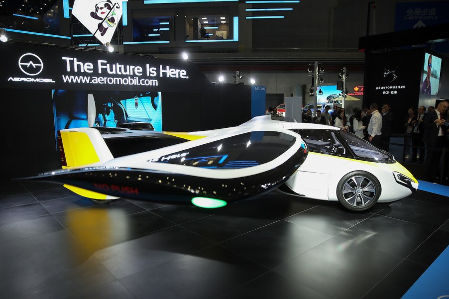 An Aeromobil flying car on display.