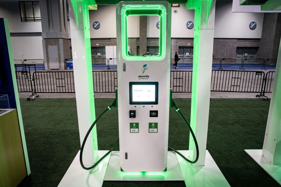 An Electrify America electric vehicle (EV) charging station seen during the Washington Auto Show