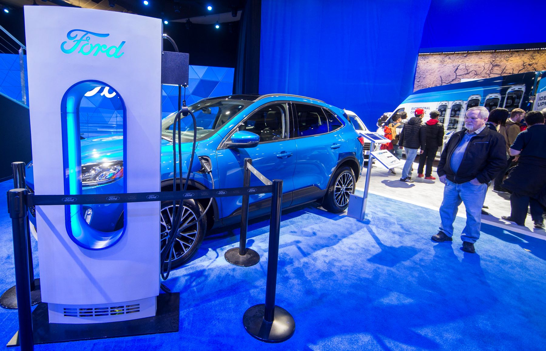 A Ford Escape PHEV plugged into a charging station at the 2020 Canadian International Autoshow