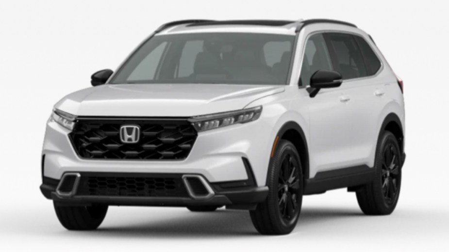 Front angle view of Platinum White Pearl 2023 Honda CR-V