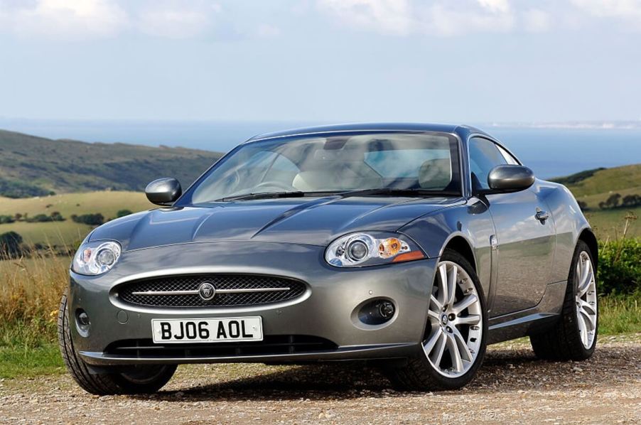 A Jaguar XK GT car shows off its front-end styling.