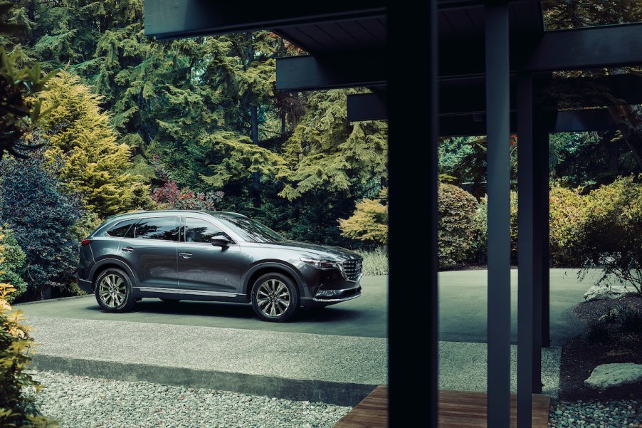 A silver 2023 Mazda CX-9 in an outdoor environment.