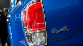 A blue backend of a Toyota Tacoma, which also makes 2015 pickups.