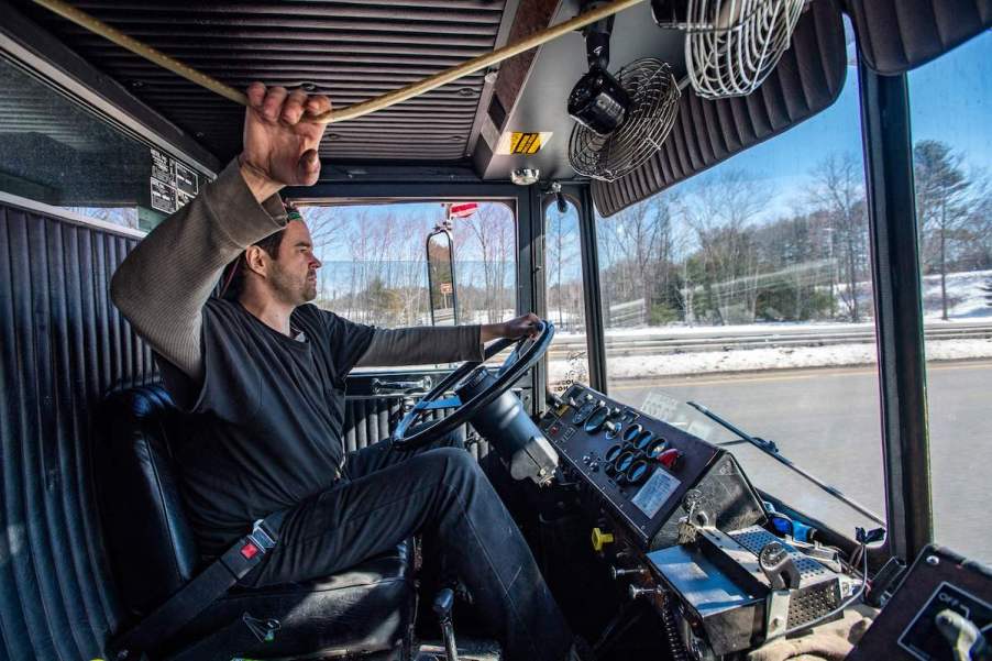 A trucker pulling on the cable to sound the horn knowing what it means when truckers honk their horns?