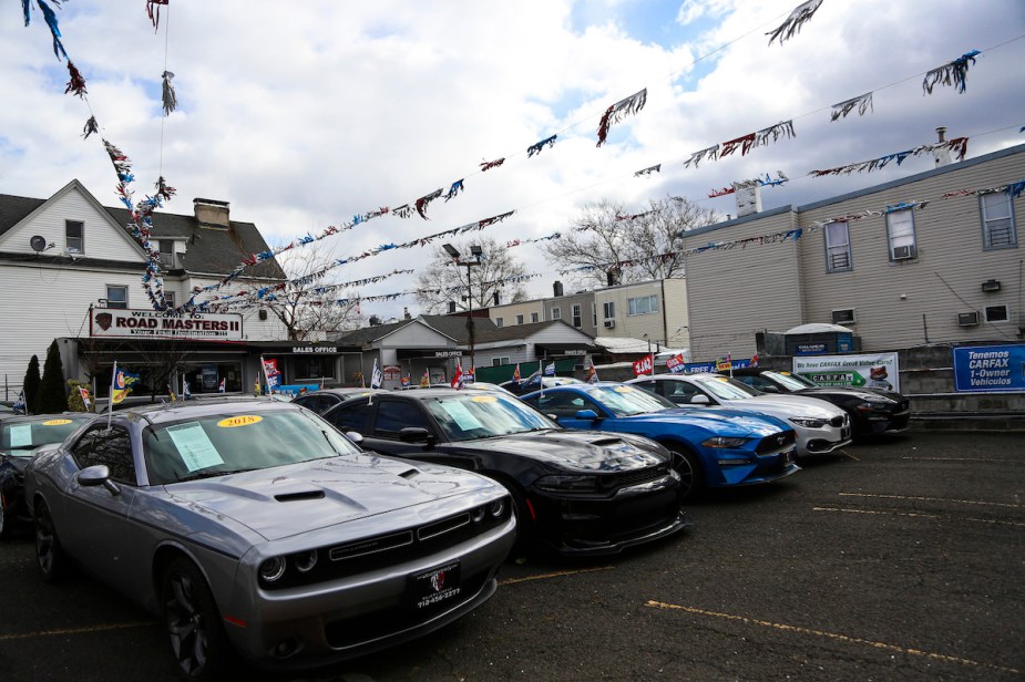 Used car dealer lot where you should inspect before buying a used car.