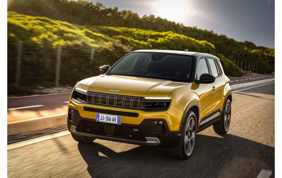 2023 Jeep Avenger in yellow on a road