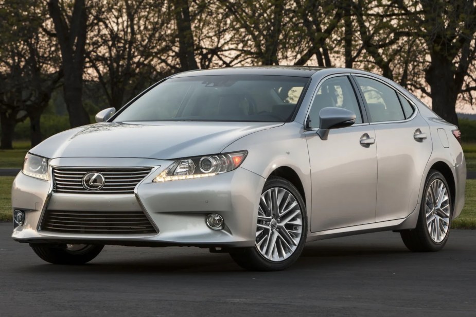 Promo shot of a silver 2014 Lexus ES 350, KBB's favorite used luxury sedan  under $20k.