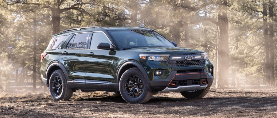 A Ford Explorer Hybrid SUV parked outdoors.