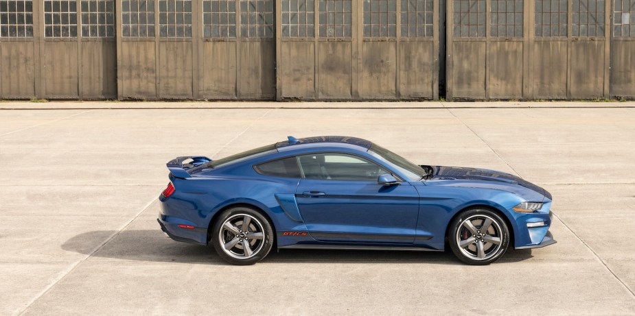 A blue 2022 Ford Mustang GT California Special parked