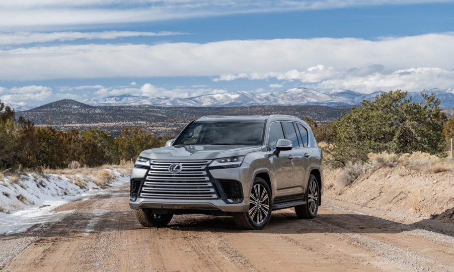 2023 Lexus in silver ona dirt road