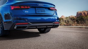 The rear quarter panel of an Audi A5, the A5 is among MotorTrend's picks for the best luxury compact fastbacks