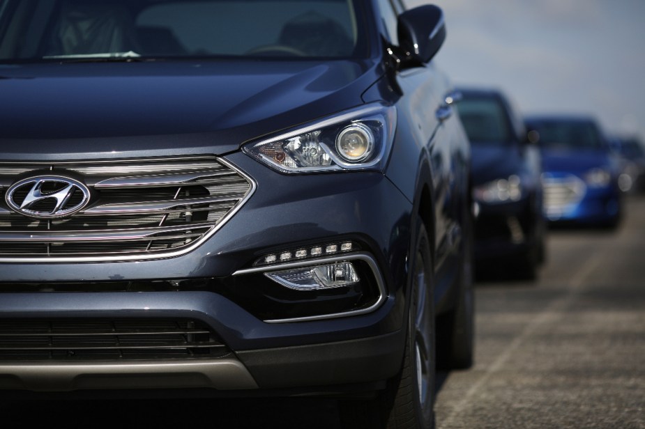 A Hyundai Santa Fe Sport is shown, it has a recall issued.