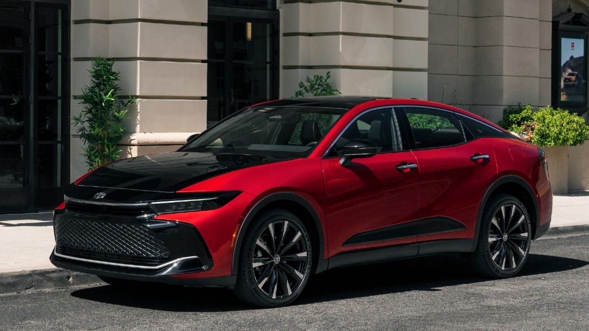 A red and black 2023 Toyota Crown.