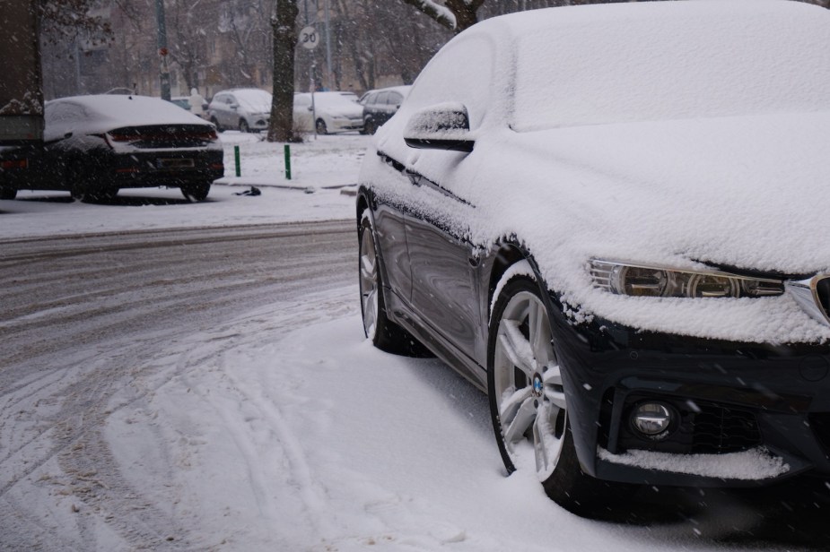 A car covered in snow