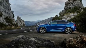 A blue Audi Q8 e-tron, the successor to the original Audi e-tron