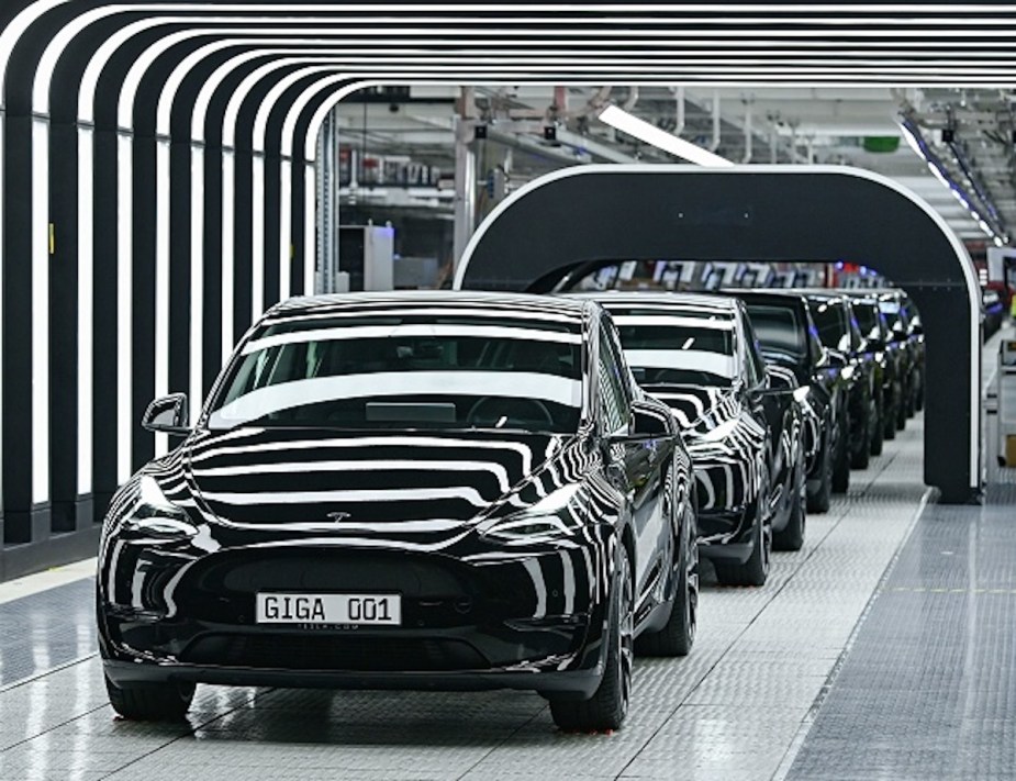 2022 Tesla Model S in an assembly line. 